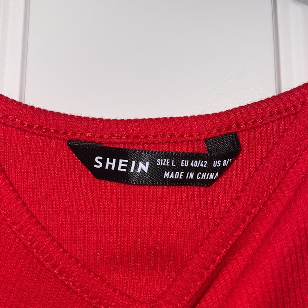 Shein Red Ribbed Crop Top Size Large - Picture 4 of 4